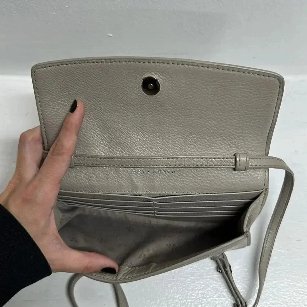 Tory Burch Robinson Concrete Leather Cross Body Wallet Convertible Clutch Purse